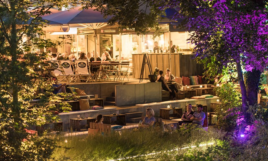 US-MEX Terraza Frauenfeld Strandbar Abendstimmung Lichter